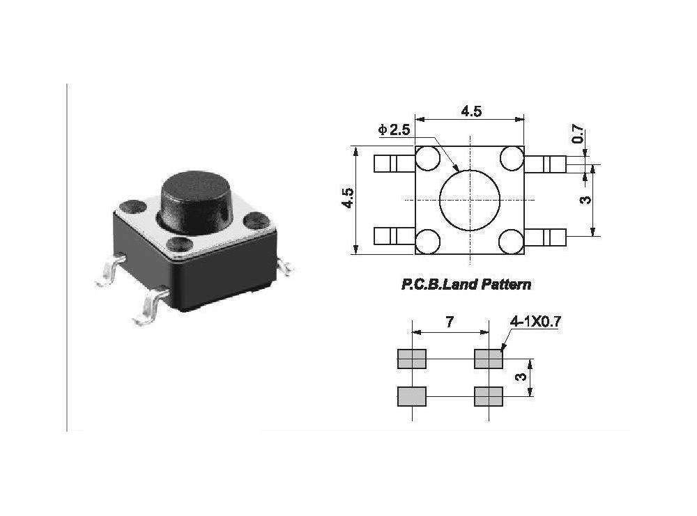 مجموعه 216 عددی تک سوئیچ 4.5x4.5x6mm پکیج SMD