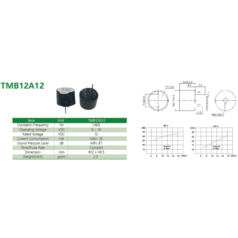 مجموعه 24 عددی Buzzer بازر یکپارچه 12 ولت مدل TMB12A12
