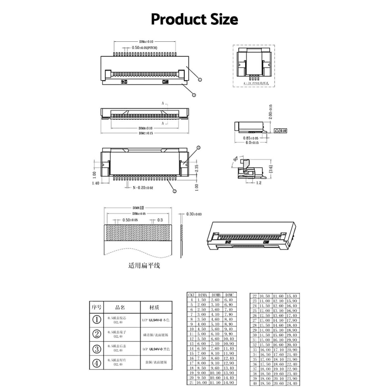 مجموعه 24 عددی کانکتور FPC STUFFER 0.5MM 40Pin Bottom