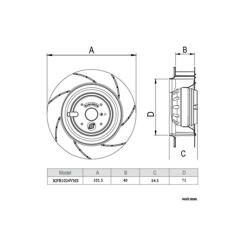 فن سانتریفیوژ (رادیال) 24v توربو مدل KFB1024VHS مارک DELTA