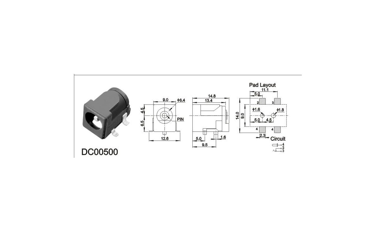 مجموعه 26 عددی جک آداپتور مادگی SMD سایز استاندارد DC00500
