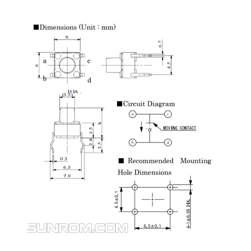 مجموعه 271 عددی تک سوئیچ 6x6x4.3mm مشکی