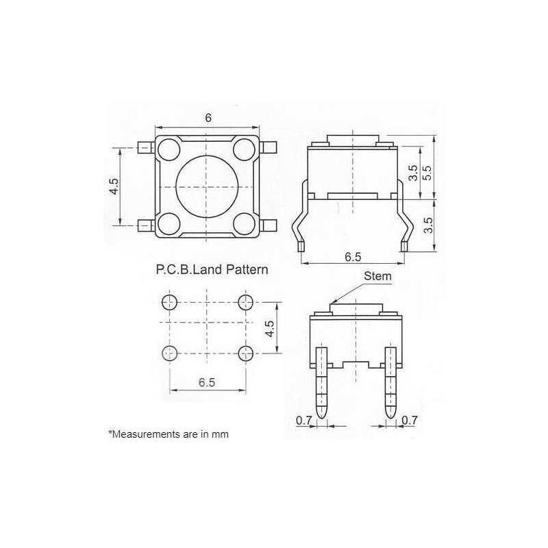 مجموعه 271 عددی تک سوئیچ 6x6x5.5mm