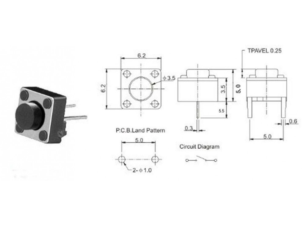 مجموعه 282 عددی تک سوئیچ 6x6x5mm دو پایه