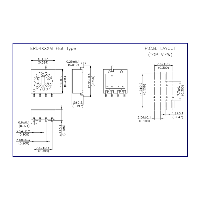 مجموعه 3 عددی روتاری DIP سوئیچ چرخشی 16 بیتی (0-F) کد ERD416RSZ