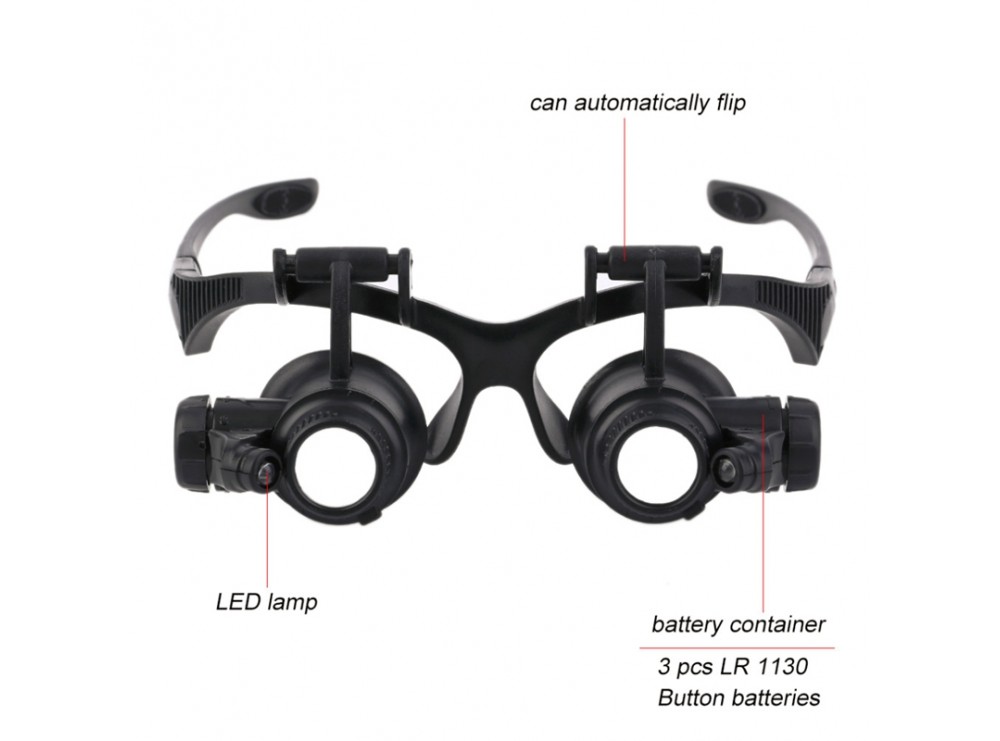 ذره بین عینکی دوچشمی 4 لنز 10X,15X, 20X,25X مدل 9892GJ ذره بین عینکی دوچشمی 4 لنز 10X,15X, 20X,25X مدل 9892GJ