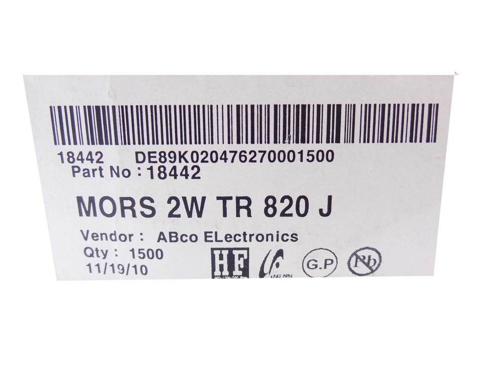 مجموعه 4 عددی مقاومت متال اکسید 820 اهم 2W ایستاده کره ای مارک ABCO سری MORS بسته 50 تایی مجموعه 4 عددی مقاومت متال اکسید 820 اهم 2W ایستاده کره ای مارک ABCO سری MORS بسته 50 تایی