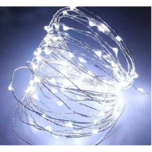 مجموعه 4 عددی ریسه LED مفتولی سفید مهتابی دو متری مدل باتری قلمی