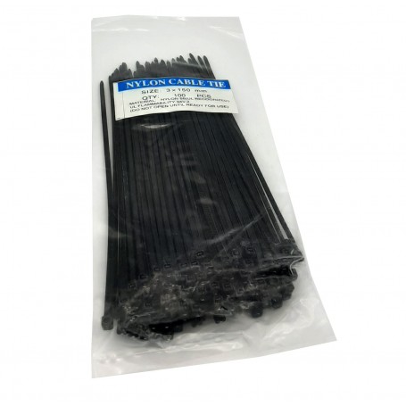 مجموعه 5 عددی بست کمری مشکی 3x150mm بسته100 تایی مجموعه 5 عددی بست کمری مشکی 3x150mm بسته100 تایی