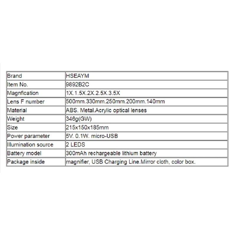 ذره بین پیشانی 5 لنز چراغدار شارژی مدل 9892B2C