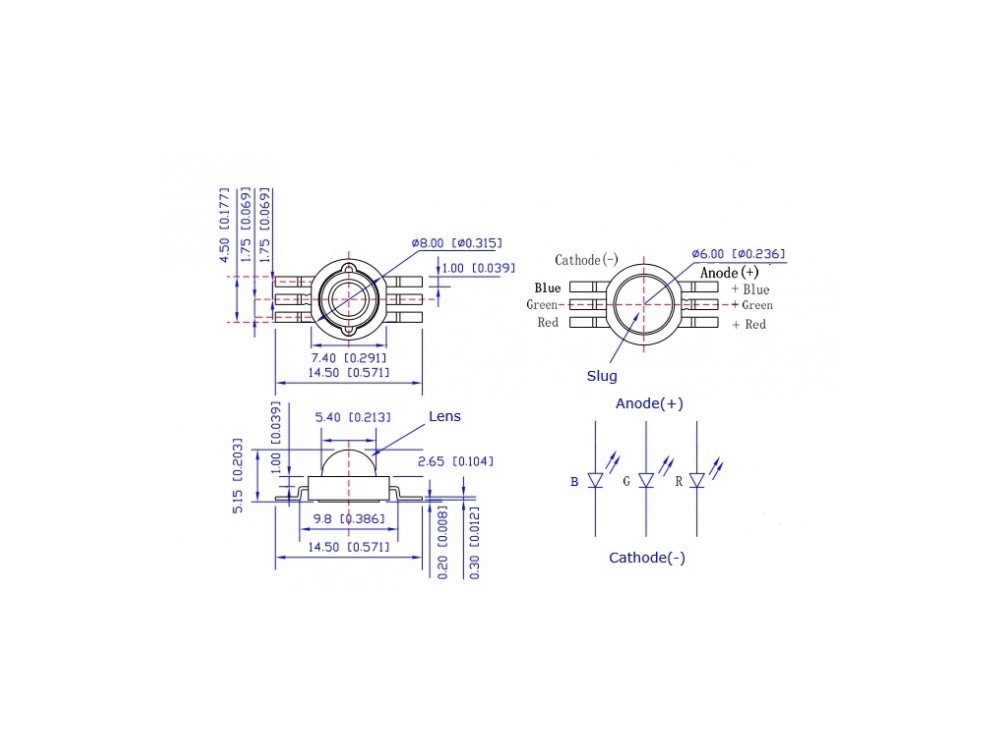 مجموعه 5 عددی پاور LED 3W RGB مدل 6 پایه مارک EVERLIGHT مجموعه 5 عددی پاور LED 3W RGB مدل 6 پایه مارک EVERLIGHT