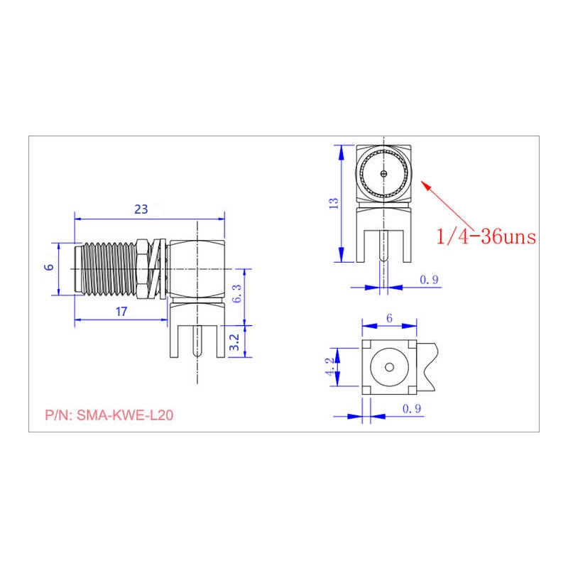 مجموعه 5 عددی کانکتور SMA-F رایت بلند 23mm