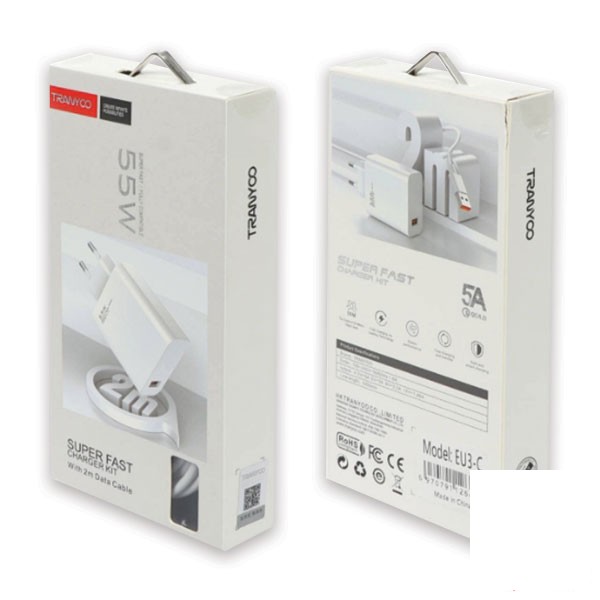 شارژر دیواری 55 وات ترانیو مدل EU3 به همراه کابل USB-C