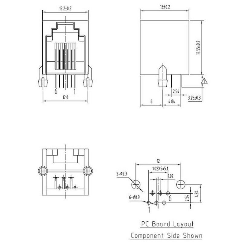 مجموعه 57 عددی سوکت تلفن رایت مادگی 6P2C
