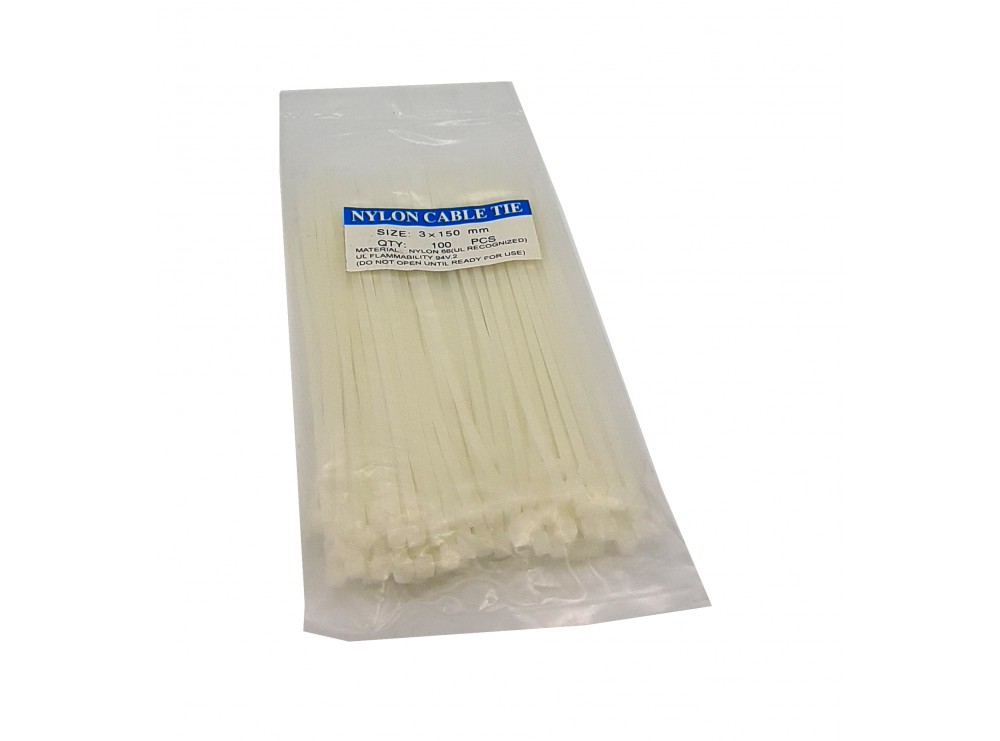 مجموعه 6 عددی بست کمری سفید 3x150mm بسته100 تایی مجموعه 6 عددی بست کمری سفید 3x150mm بسته100 تایی