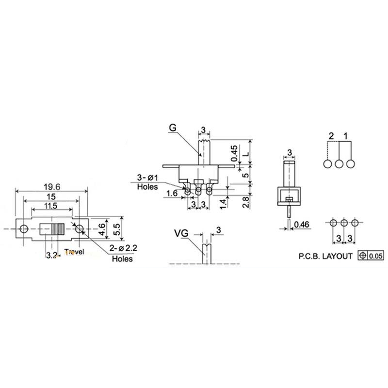مجموعه 69 عددی کلید دوحالته کشویی 3 پین پیچ خور کد SS12F
