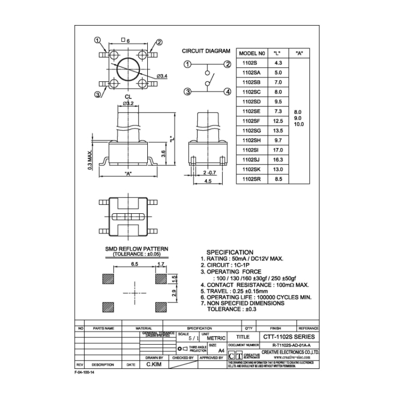 تک سوئیچ 6x6x5mm مشکی پکیج SMD رول 1000 تایی تک سوئیچ 6x6x5mm مشکی پکیج SMD رول 1000 تایی