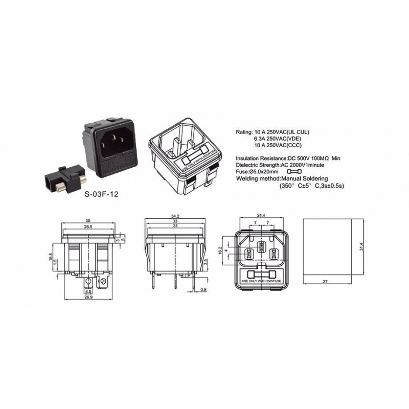مجموعه 9 عددی کانکتور AC نری سوکتی به همراه جافیوز
