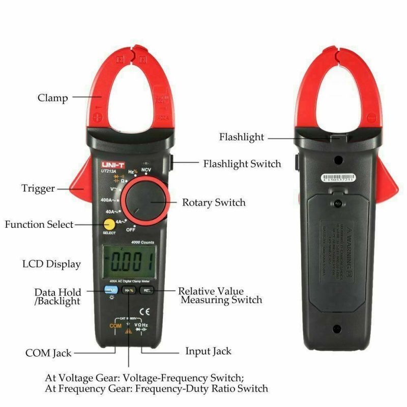 کلمپ متر دیجیتال AC ـ 400 آمپر دقیق UNI-T مدل UT213A