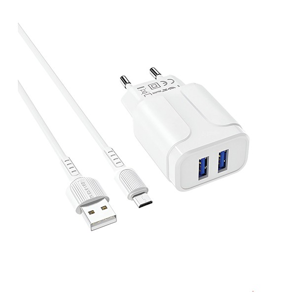 شارژر دیواری بروفون مدل BA37A به همراه کابل تبدیل microUSB