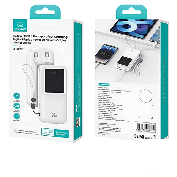 پاوربانک یوسمز مدل CD213 ظرفیت 30000 میلی آمپر ساعت