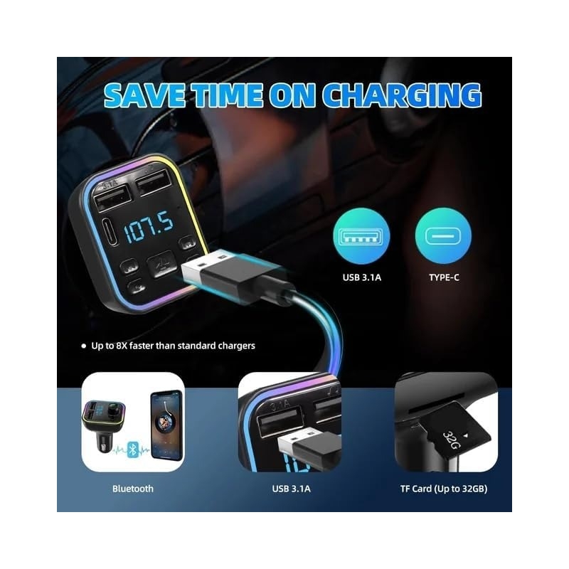 FM پلیر بلوتوثی و شارژر فندکی خودرو فست شارژ PD مدل G38