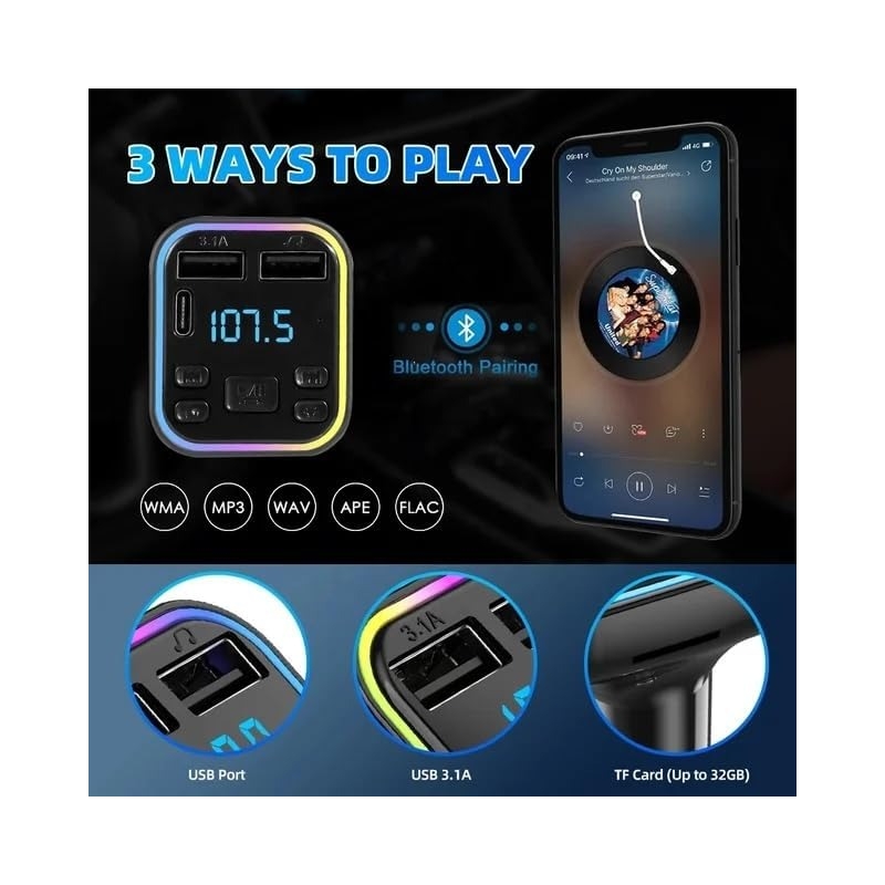 FM پلیر بلوتوثی و شارژر فندکی خودرو فست شارژ PD مدل G38