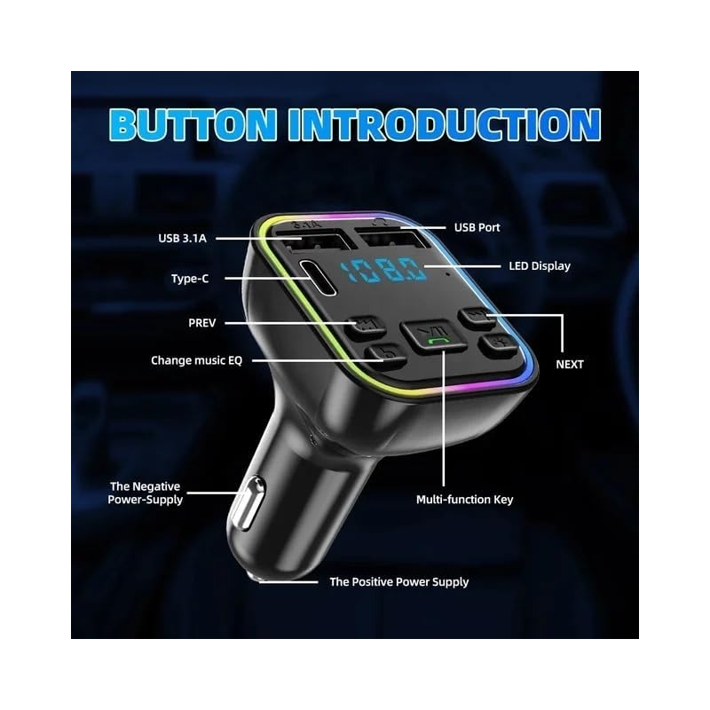 FM پلیر بلوتوثی و شارژر فندکی خودرو فست شارژ PD مدل G38