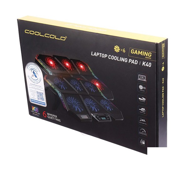 پایه خنک کننده لپ تاپ کول کلد مدل K40 RGB پایه خنک کننده لپ تاپ کول کلد مدل K40 RGB