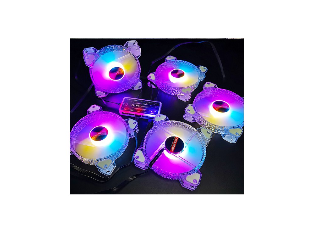 فن کیس LED کنترلی 12V سایز 12X12 مدل Diamond مارک COOLMOON فن کیس LED کنترلی 12V سایز 12X12 مدل Diamond مارک COOLMOON