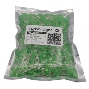 LED اوال 5mm سبز مرغوب تایوانی مارک Turbo Light بسته 1000 تایی