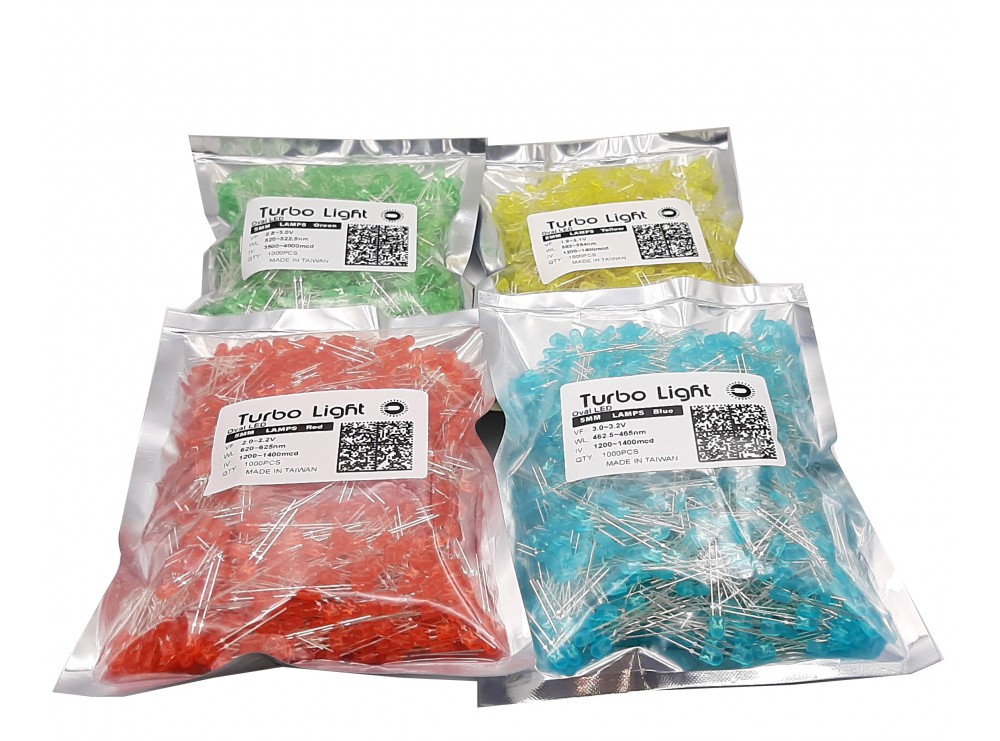 LED اوال 5mm زرد مرغوب تایوانی مارک Turbo Light بسته 1000 تایی LED اوال 5mm زرد مرغوب تایوانی مارک Turbo Light بسته 1000 تایی