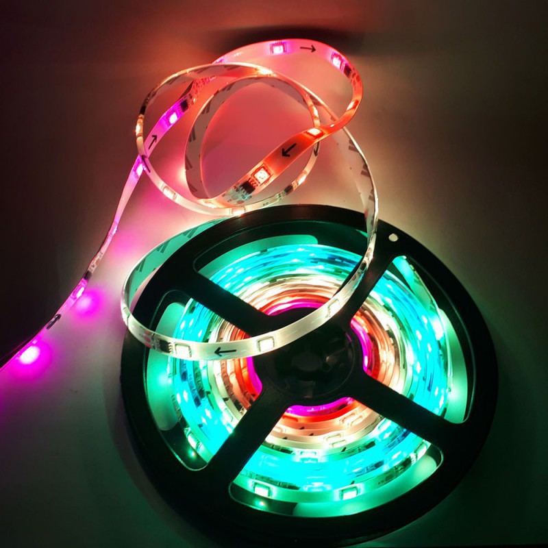 LED نواری ARGB WS2811 درایوردار 60Pcs بدون روکش IP20 رول 5متری