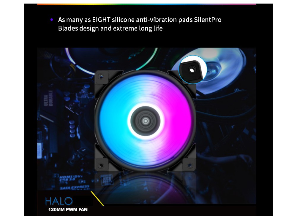 فن کیس LED کنترلی PWM 12V سایز 12X12 مدل Halo مارک PCCOOLER فن کیس LED کنترلی PWM 12V سایز 12X12 مدل Halo مارک PCCOOLER