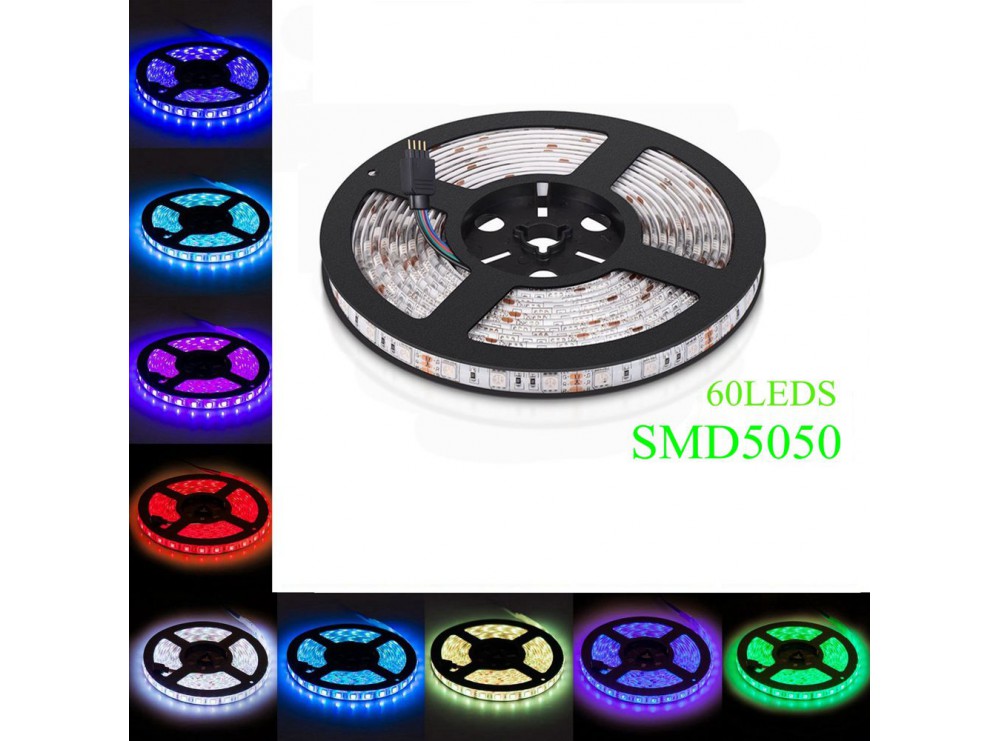 LED نواری RGB درشت 5050 60Pcs ضد آب رول 5متری