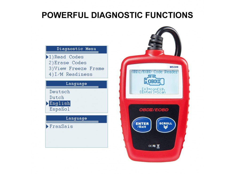 دستگاه دیاگ - عیب یاب حرفه ای خودرو OBD II / OBD2 مدل MS309