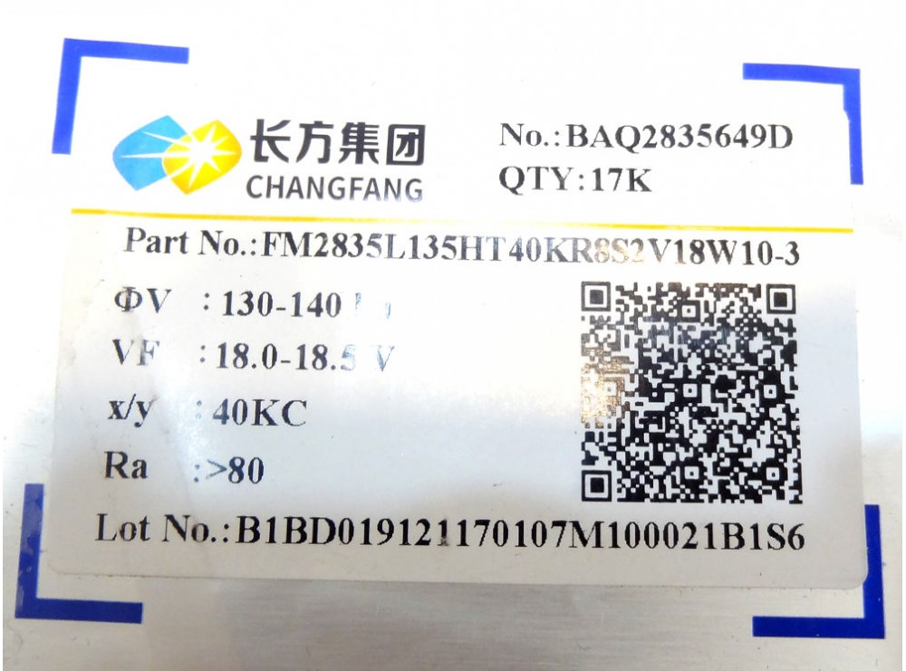 SMD LED پکیج 2835 سفید طبیعی 18V 1W 130-140LM RA80 مارک CHANGFANG رول 17000تایی SMD LED پکیج 2835 سفید طبیعی 18V 1W 130-140LM RA80 مارک CHANGFANG رول 17000تایی