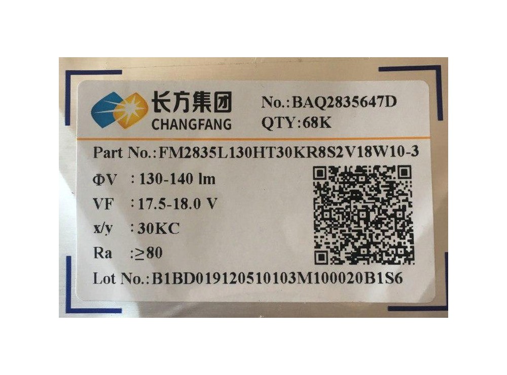 SMD LED پکیج 2835 سفید آفتابی 18V 1W 130-140LM RA80 مارک CHANGFANG رول 17000 تایی