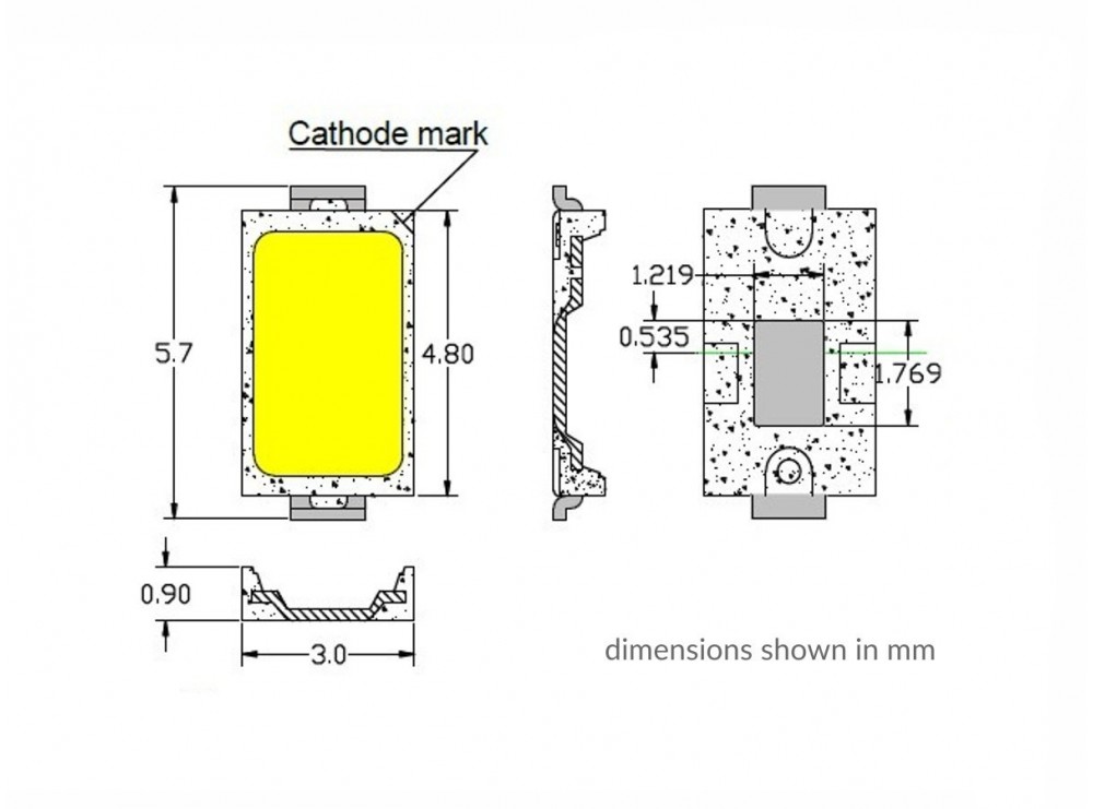 SMD LED پکیج 5730 سفید آفتابی 0.5W 60-65LM بسته 1000 تایی SMD LED پکیج 5730 سفید آفتابی 0.5W 60-65LM بسته 1000 تایی