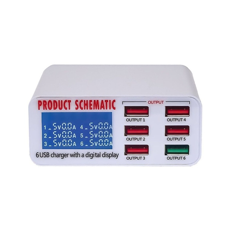 شارژر و تستر USB رومیزی 6 خروجی مدل WLX-896