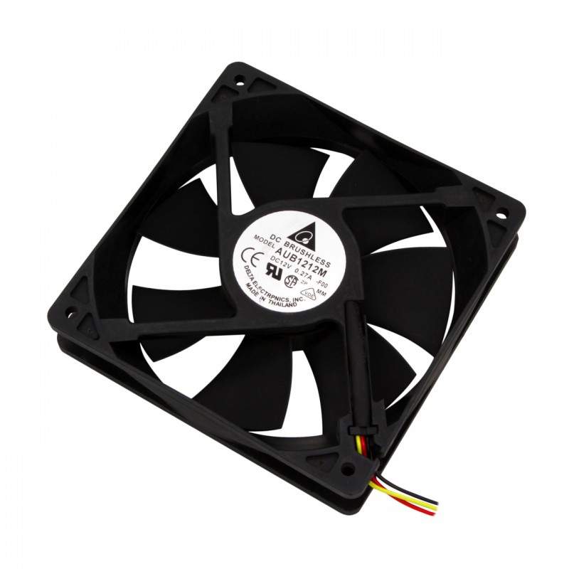 فن 12V سه سیمه سایز 12x12 ضخامت 2.5cm مارک DELTA مدل AUB1212M