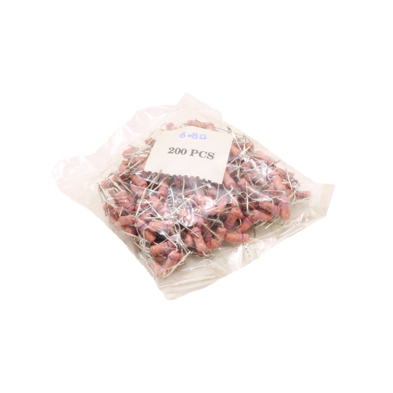 مجموعه 2 عددی مقاومت 6.8 اهم 1w پایه خم بسته200 تایی مجموعه 2 عددی مقاومت 6.8 اهم 1w پایه خم بسته200 تایی