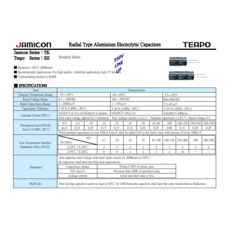 مجموعه 34 عددی خازن الکترولیتی 68uF / 80V مارک JAMICON