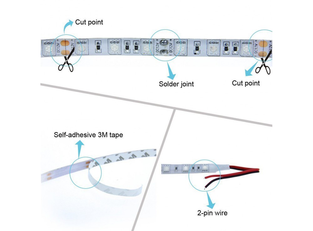 LED نواری سفید مهتابی درشت 5050 60Pcs رول 5متری