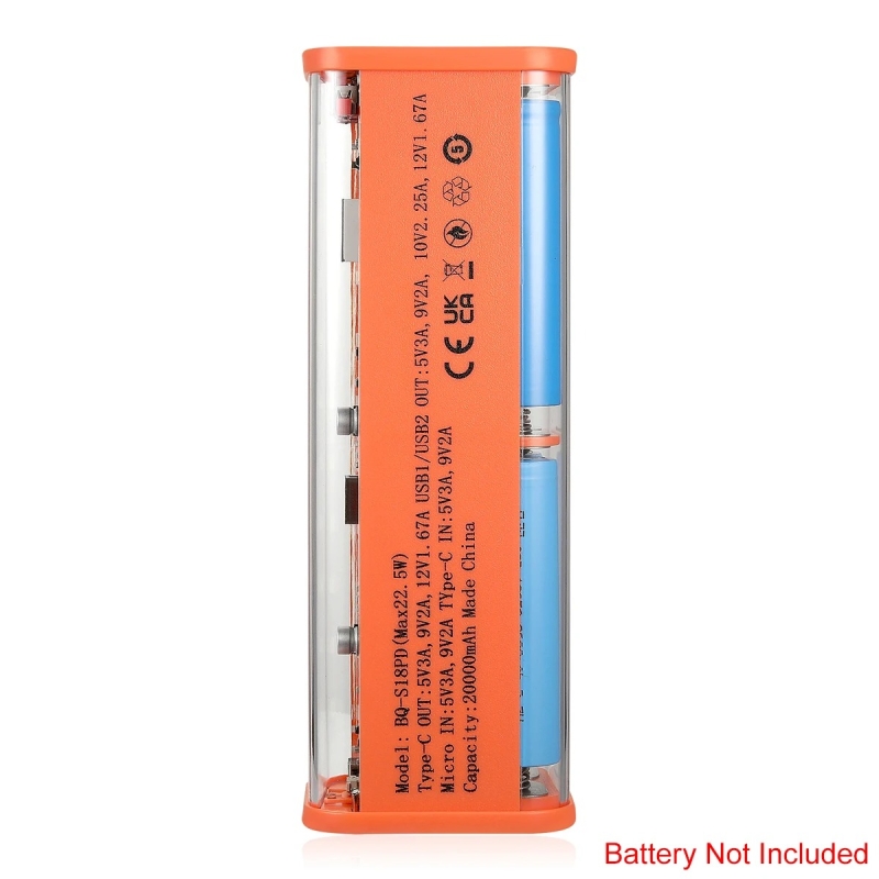 کیس Transparent پاوربانک فست شارژ 20000mAh با خروجی USB مدل BQ-S18PD