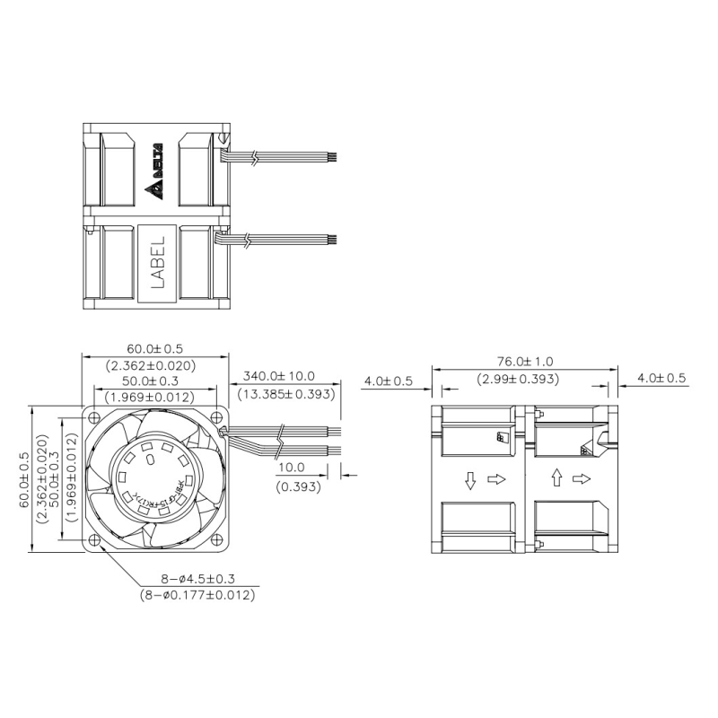 جت فن دوبل 12V سایز 6x6cm مدل GFC0612DW مارک DELTA