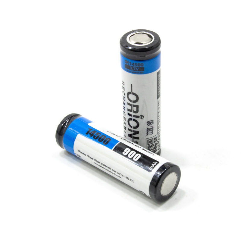مجموعه 2 عددی باتری لیتیوم یون 3.7v سایز 14500 سرتخت 900mAh مارک ORION