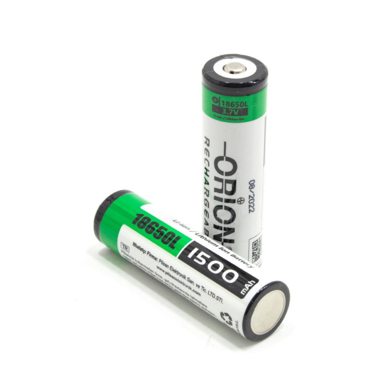 مجموعه 2 عددی باتری لیتیوم یون 3.7v سایز 18650 1500mAh مارک ORION