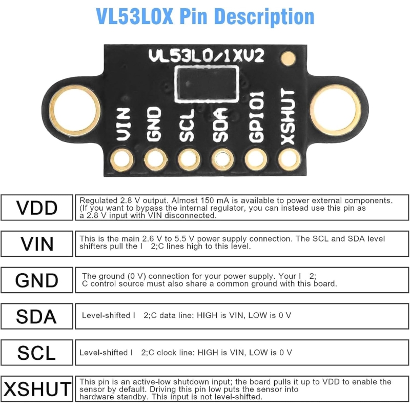 مجموعه 2 عددی ماژول فاصله سنج لیزری VL53L0X GY-53 محصول CJMCU
