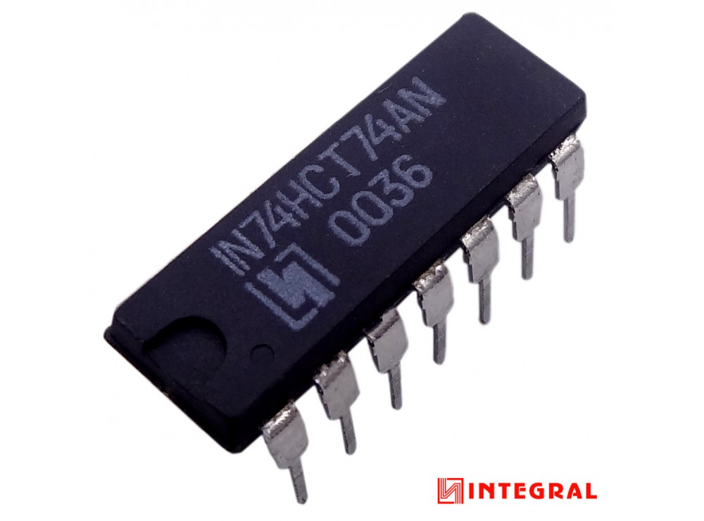 مجموعه 23 عددی تراشه فلیپ فلاپ 74HCT74AN پکیج DIP مارک INTEGRAL